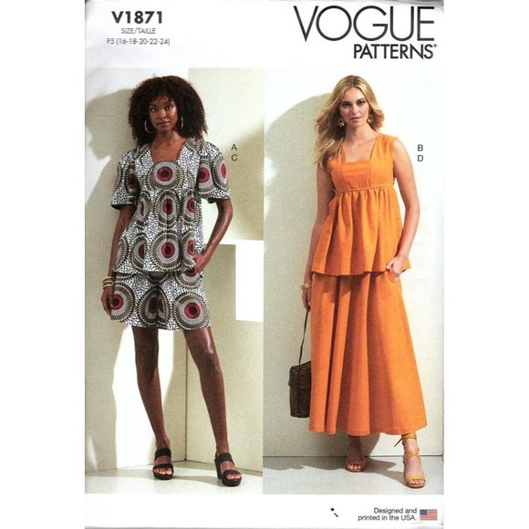 Vogue V1871 Misses 16 to 24 Top, Shorts and Skirt Uncut Sewing Pattern - Picture 1 of 2